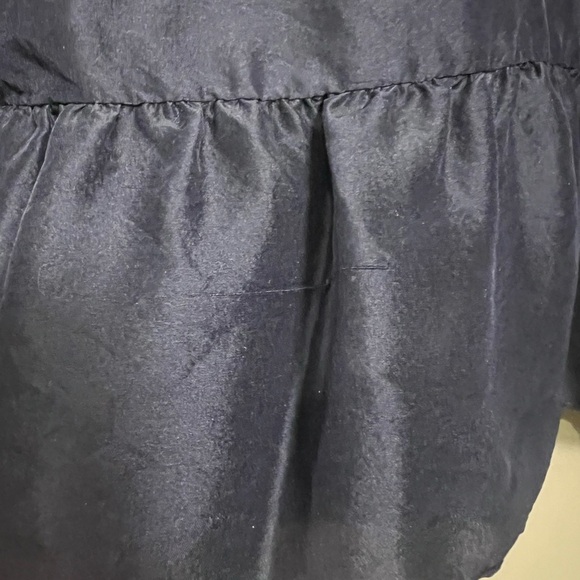 J. Crew 100% Silk Tie-Shoulder Peplum Top  - Navy | Size 0 - Picture 5 of 11